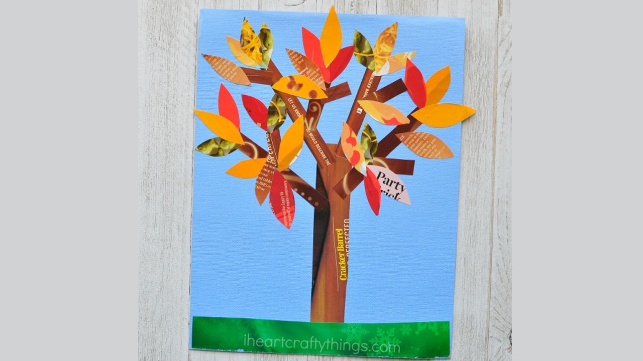 Colorful Magazine Fall Tree Craft.