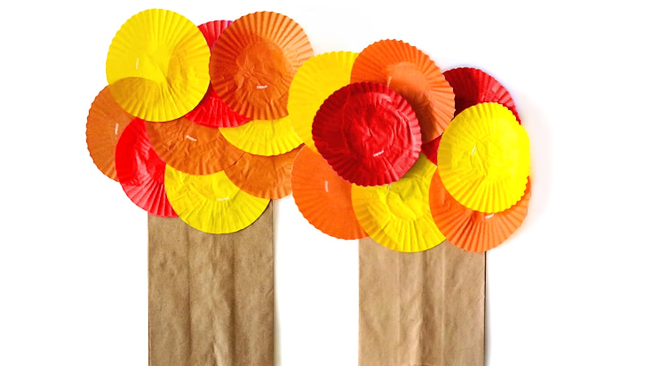 Cupcake Liner Fall Tree Craft.