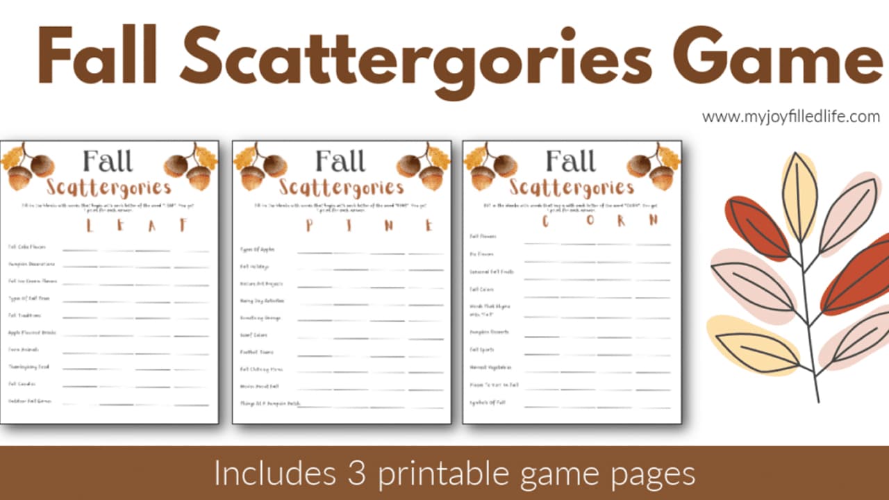 Fall Scattergories Printable Game.