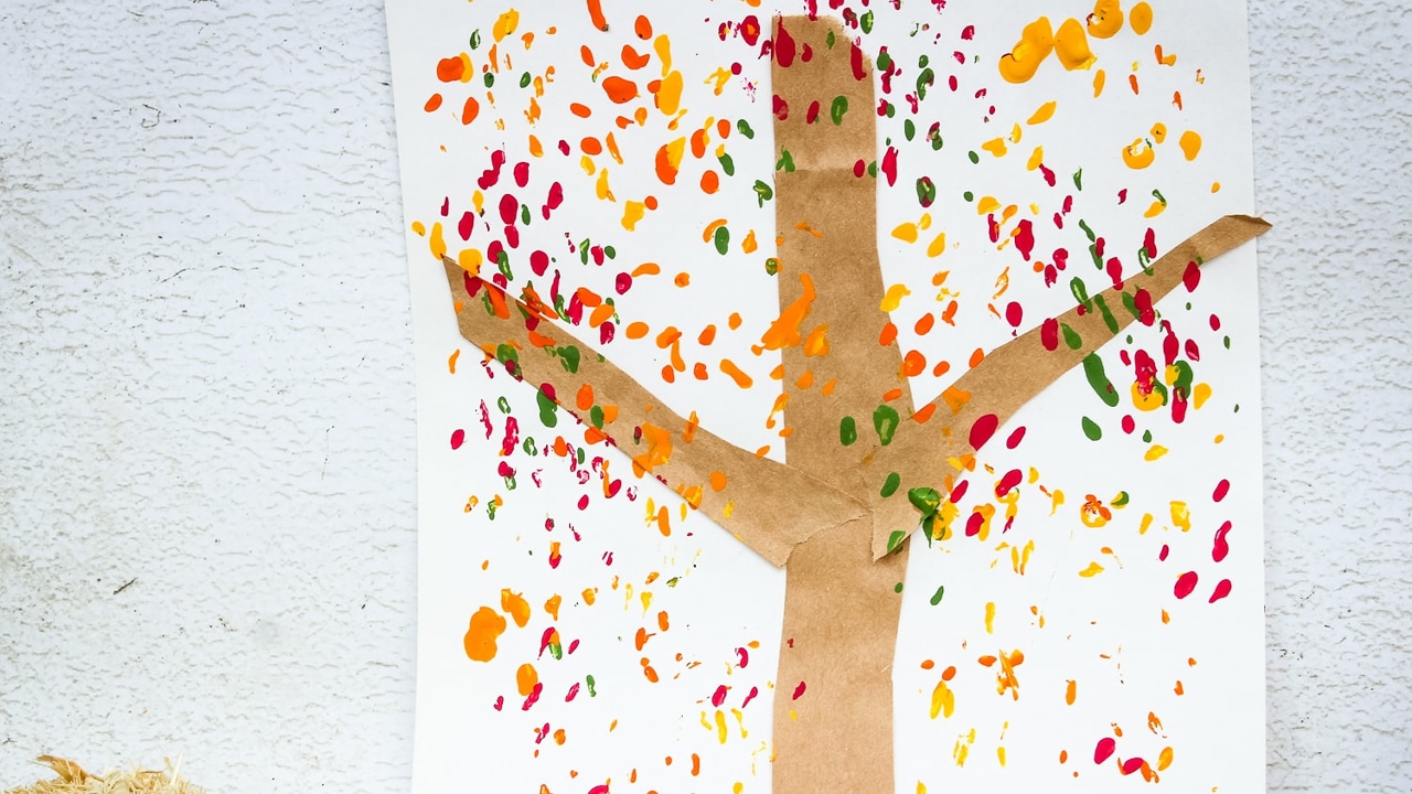 Pine Cone Painted Fall Tree Craft.