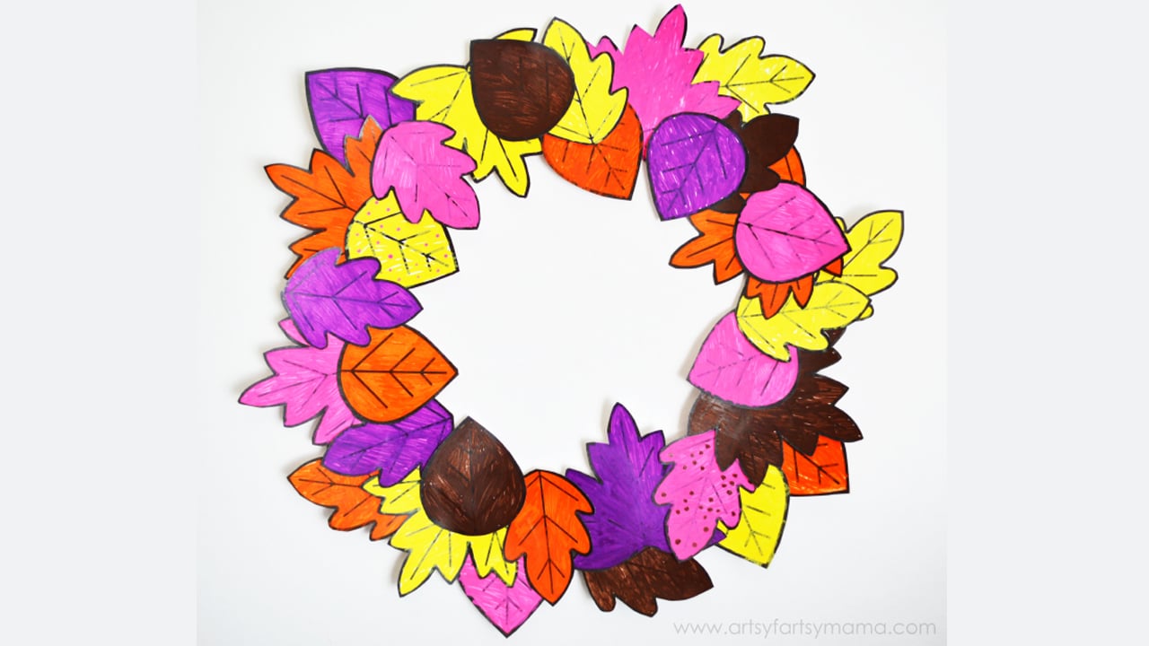 Printable Autumn Leaf Wreath.