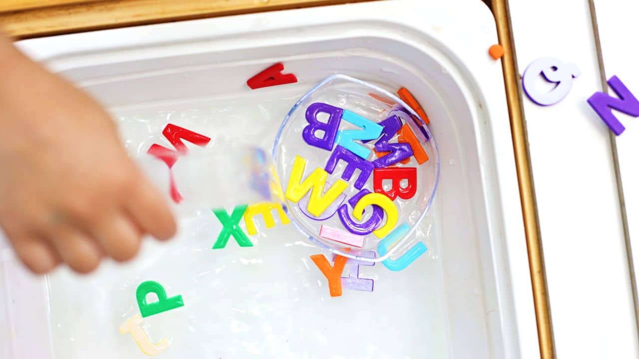 Alphabet Soup Sensory Bin Idea for Toddlers and Preschoolers