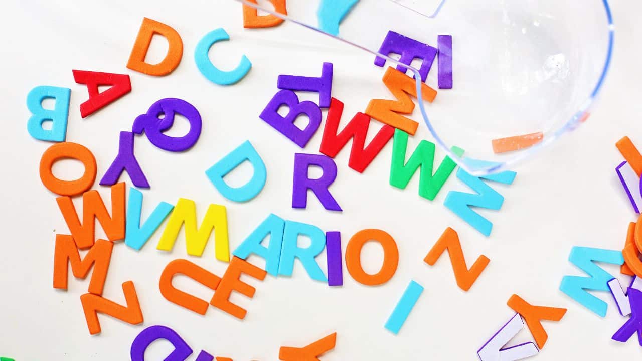 alphabet soup sensory bin supplies.