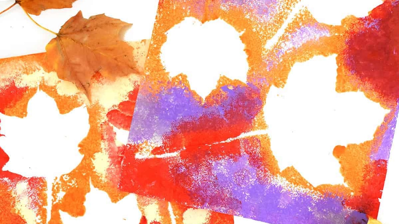 Fall Leaf Pom Pom Painting.