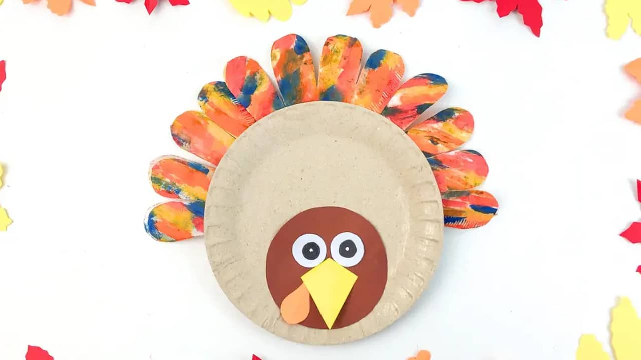 Turkey Paper Plate Craft (With Coffee Filter Feathers).